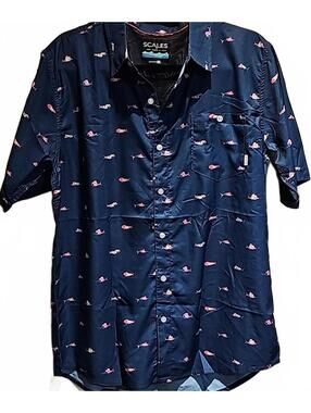 Scales fishing performance shorts sleeve button up size L